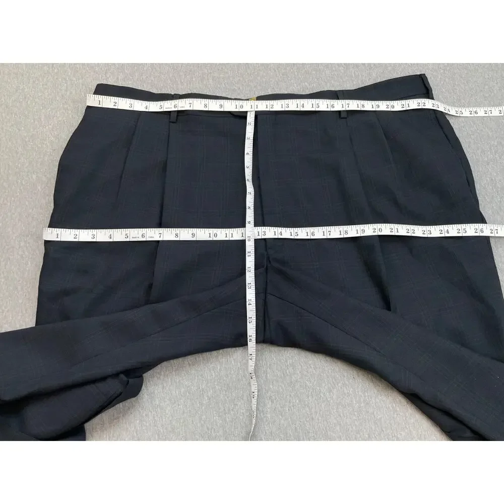 Jos A Bank Suit Mens 50L Plaid 100% Wool Single Breasted Pants 44 x 30 - 2 Piece